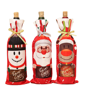 Decorazioni per la tavola da pranzo a <span class=keywords><strong>casa</strong></span> per le <span class=keywords><strong>vacanze</strong></span> di <span class=keywords><strong>capodanno</strong></span> stampato cartone animato bottiglia di vino Set di decorazioni natalizie artificiali pavone - Product Image 4