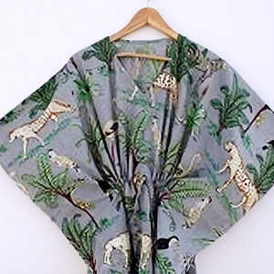 Robe d'été tricotée à imprimé animal pour femme, manches courtes, col en V, longueur complète, décontractée, imprimée à la main, fermeture en dentelle, séchage rapide, respirante - Product Image 1