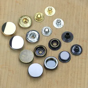制造商定制高品质金色扁平锌合金金属四部分外套按扣