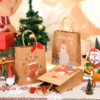Sacs cadeaux en kraft personnalisés avec impression Joyeux Noël, avec poignée, pour emballer les cadeaux de Noël, sacs de transport pour les courses