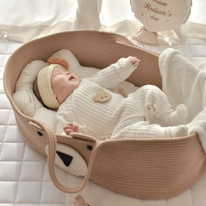 Cesta de seguridad CPC para recién nacidos, de cuerda de algodón tejida, portátil, para exteriores, cuna para dormir, almacenamiento de ropa de bebé, ¡la más vendida! - Product Image 1