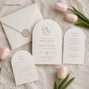 Invito Matrimoniale Boho Minimalista Personalizzato, Forma ad Arco Senza Tempo con Iniziali Personalizzate e <span class=keywords><strong>Tipografia</strong></span> Elegante - Product Image 5