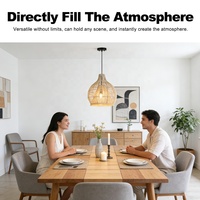 Abat-jour en corde de papier minimaliste pour salle à manger, luminaire linéaire décoratif nordique moderne vintage, cage suspendue