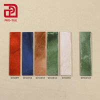 Foshan 75x300 mosaïque intérieur salle de bain brillant vert foncé métro rectangle briques carreaux muraux