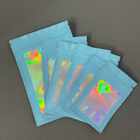 Sacs en plastique transparents refermables avec logo personnalisé, petits sacs holographiques en BOPP avec fermeture éclair pour l'emballage
