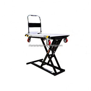 Tables élévatrices hydrauliques portables à ciseaux électriques avec rail coulissant pour manutention de marchandises en voiture, hauteur de levage 66 cm avec chariot - Product Image 6