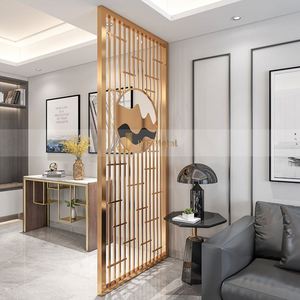 Paravents en acier inoxydable LL53, surface miroir or rose de qualité, design artistique découpé au laser, écrans imperméables, séparateurs de pièce - Product Image 1