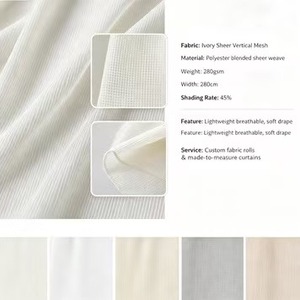 Tende Moderne a Pieghe Ondulate in Bambù/Poliestere Trasparente Bianche con Binario Nascosto a S, Su Misura, Lunghezza a Terra, per Soggiorno, Ignifughe - Product Image 2