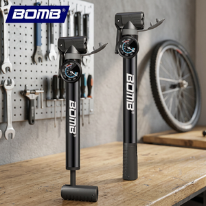 Pompe à vélo BOMB avec manomètre 80-130 PSI en alliage d'aluminium, écologique, durable, gonfleur manuel de pneus, valve Schrader/Presta AV/FV pour le cyclisme - Product Image 3