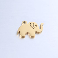 Pendentif DIY en forme d'éléphant mignon, en acier inoxydable poli miroir