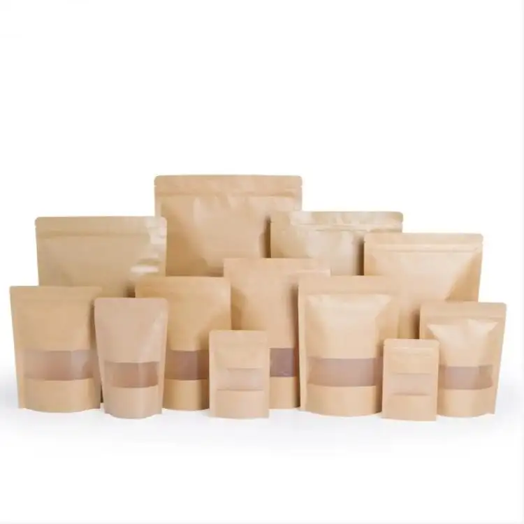 KM Custom Printed Stand Up Taschen Zip Lock Bag Kraft papier Verpackungs beutel für Tee und Trocken früchte