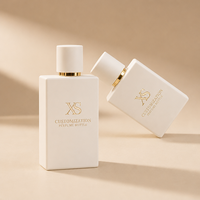 Flacon de parfum vide en verre blanc carré 30ml 50ml 100ml, vaporisateur rechargeable avec col doré, logo personnalisé