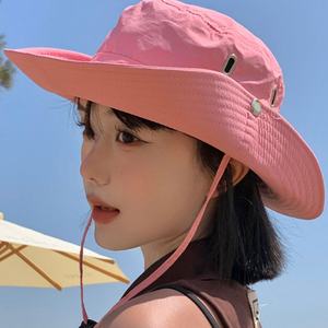 Sombrero de cubo de algodón personalizado de 50 piezas, sombreros de playa de protección solar para exteriores de verano, ala ancha, caza, senderismo, pesca, sombrero para el sol - Product Image 3