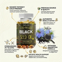 Capsules d'huile de cumin noir OEM, huile de Nigella Sativa pressée à froid, suppléments d'huile de graines noires pure, gélules molles avec huile d'origan
