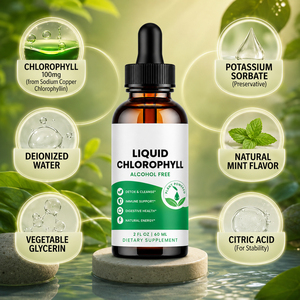 Suplemento Herbal de Clorofila en Gotas OEM/ODM para Adultos, Sin Gluten, Líquido Oral de 60 ml - Product Image 3