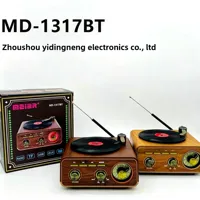 Lecteur de disques vinyles rétro MD-1317BT en bois grainé, radio FM portable, haut-parleur Bluetooth, appareil audio intelligent multifonctionnel