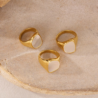 18 Karat vergoldeter glänzender Edelstahl ring Trendy Hip Hop Style Blank Siegel Anlauf freier Hochzeits schmuck für Frauen Geometrisch
