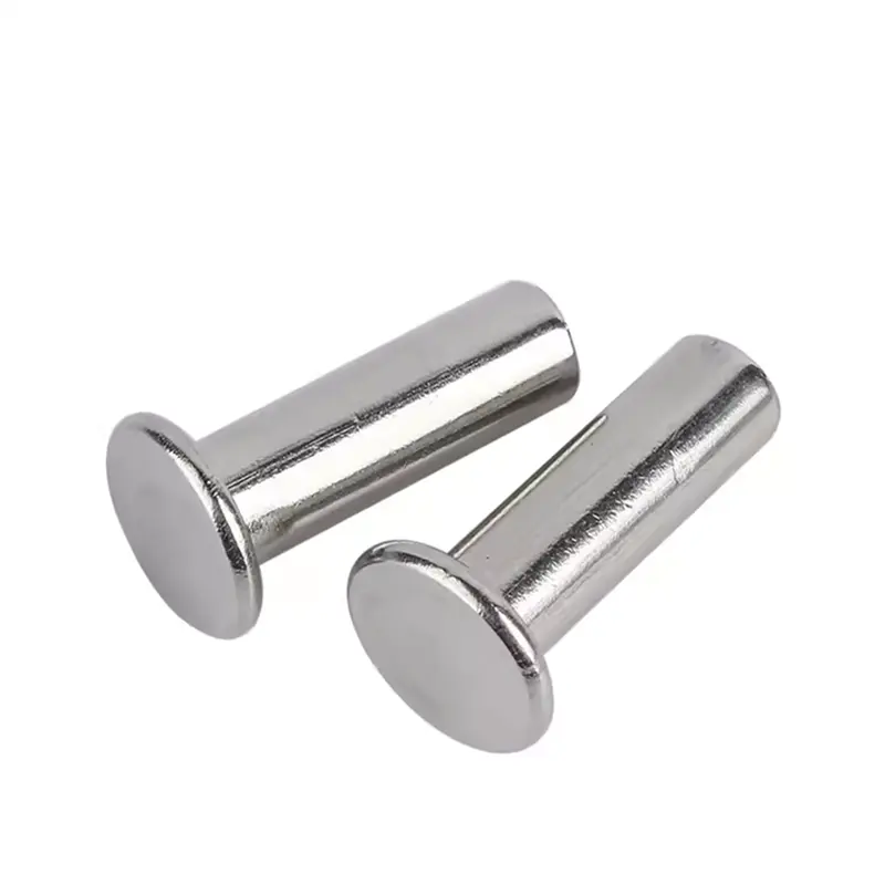 2mm x 4mm alüminyum düz kafa yarı boru şeklindeki perçinler düz kafa çanta deri kemerler için 6mm paslanmaz çelik Metal perçin gümüş ton