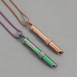 Collar con Colgante de Silbato de Cuentas Giratorias de Acero Inoxidable de Moda para la Regulación del Aliento, Meditación, Conciencia Plena y Fiestas - Product Image 3