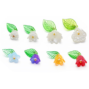 Pendentif en acrylique fleur et feuille, accessoires de bijoux DIY, 8 couleurs, style nature, chaîne de téléphone portable, décorations de sac - Product Image 5