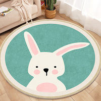 Tapis rond en forme de lapin mignon pour salon et chambre à coucher, tapis de sol, tapis de dessin animé, tapis de chambre d'enfant, motif imprimé en polyester