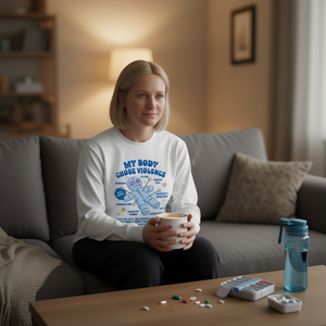 Camiseta de manga larga con estampado digital 'My Body Chose Violence', para concienciación sobre la enfermedad crónica invisible, unisex para adultos, de algodón, cuello redondo - Product Image 3