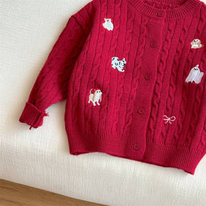 Child Star Circle Girls Cable Knit Sweater Cartoon Embroidery Spring Autumn Wear - Product Image 3