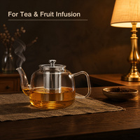 Théière en verre transparent de 1600 ml, très vendue, en verre borosilicate de haute qualité, avec infuseur en acier inoxydable pour la préparation du thé