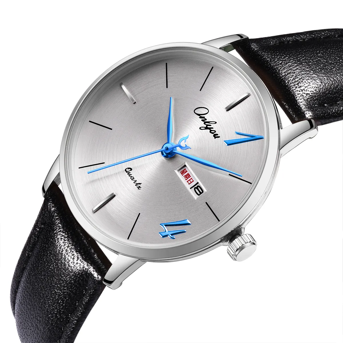 Onlyou high quality leather men watches luxury hot sale quartz male clock fashion man wrist watch 81150