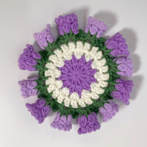 Sous-verres au crochet faits main, motifs bouquet de roses, muguet et tournesol, sous-verres floraux créatifs tricotés - Product Image 3