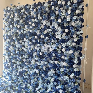 MSFAME Panneau Mural Floral 5D Bleu Hydrangea en <span class=keywords><strong>Fleurs</strong></span> de Soie pour Fêtes et Événements, 2,4 <span class=keywords><strong>M</strong></span> x 2,4 <span class=keywords><strong>M</strong></span> - Product Image 2