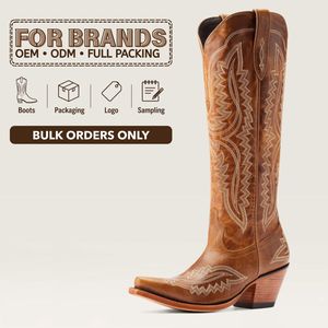 Botas Vaqueras <span class=keywords><strong>de</strong></span> Cuero <span class=keywords><strong>para</strong></span> <span class=keywords><strong>Mujer</strong></span>, Estilo Occidental, con Estampado Personalizado, Altura hasta la Rodilla, <span class=keywords><strong>para</strong></span> Venta <span class=keywords><strong>al</strong></span> Por Mayor, Marca CHENO - Product Image 1