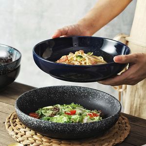 Japanese Style Round Ceramic Salad <b>Plate</b> Restaurant Tableware Porcelain Soup <b>Plate</b> Round Shaped Ramen Noodle Serving Bowl - Product Image 4