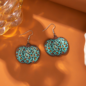 Boucles d'oreilles en forme de citrouille à imprimé léopard, pour l'automne, Halloween, Thanksgiving, bijoux à la mode D1291D1293 - Product Image 2