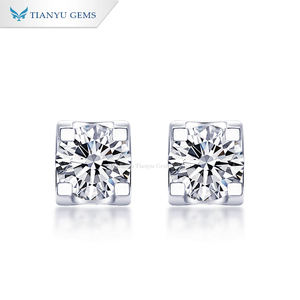 Tianyu Gems <b>Silver</b>-plated Gold Classic, Stylish, and Minimalist Four-prong Setting round Moissanite <b>Stud</b> <b>Earrings</b>. - Product Image 3