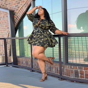 Mini abiti stampati militari-abbigliamento donna taglie forti - Product Image 6