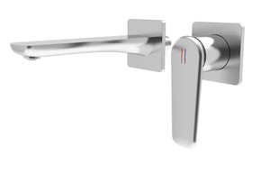 Grifo de Lavabo Moderno de Pared 67003A Modelo Redondo 670 con Válvula de Cerámica Dorada Cepillada, Monomando Oculto - Product Image 6