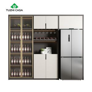 غرفة معيشة فاخرة شاشة ليد زجاجية للمشروبات مقوسة خزانة بار مع ثلاجة - Product Image 1