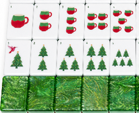 2026 Original Mahjong Américain Pliable Moderne Thème Noël Père Noël, Tuiles en Acrylique Transparent à Paillettes, Qualité Premium Luxe, pour Voyage et Famille