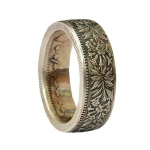 Bague tendance en gros avec pièce de <span class=keywords><strong>2</strong></span> <span class=keywords><strong>francs</strong></span>, motif étoile d'Edelweiss, bague modifiée unisexe pour couple, style personnalisé, vente chaude - Product Image 5