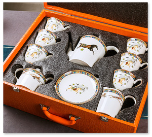 2025 European Ceramic Coffee Cup <b>Set</b> 15Pcs Porcelain <b>Tea</b> Coffee Cup and Saucer <b>Set</b> With Gift Box Hand-painted Gold Coffee <b>Pot</b> - Product Image 6