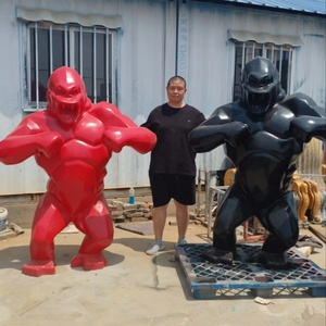 Pop Art Hot Selling Animal FRP Resin Sculptures Custom Made <strong>Life</strong> <strong>Size</strong> <strong>King</strong> <strong>Kong</strong> Apes Chimpanzee Gorilla Statues - Product Image 6