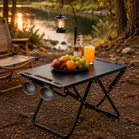 Table tactique pliable en métal pour le camping, table d'appoint portable et pliable pour les sorties en plein air, table de camping pliable avec évier