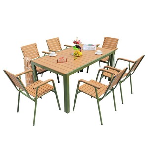 Garden Set <b>Aluminum</b> Alloy <b>Table</b> And Chairs 6 Seater Outdoor Patio Modern Design Weather Resistant - Product Image 1