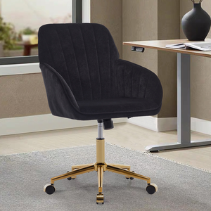 Silla de Oficina Moderna Ajustable de Tela, Silla Giratoria Ergonómica con Base de Metal, Diseño Ecológico para Uso en el Hogar y Dormitorio - Product Image 2