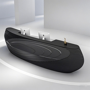 Luxury Curved Fiberglass Front Desk Custom Reception Counter Factory Direct for Public Lobby - Product Image 6