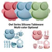 Vaisselle pour enfants en silicone souple sans BPA, personnalisée, bol à dîner pour tout-petits, assiettes à ventouse, ensemble d'alimentation pour bébé