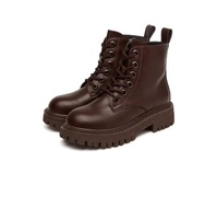 Bottes à plateforme pour femme style britannique, semelle épaisse, respirantes, noires et marron, à lacets, fermeture éclair arrière, bout fermé, rehaussantes, été