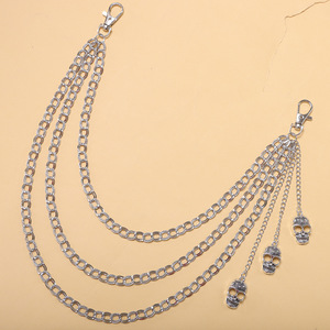 โซ่คาดเอวทรงหัวกะโหลกสไตล์พังก์ โซ่โลหะหลายชั้นลายนูนสำหรับผู้หญิง แฟชั่นอเนกประสงค์ สไตล์เรโทรสุดฮิต ใส่ได้ทุกวัน ทำจากโลหะผสมสังกะสี - Product Image 3