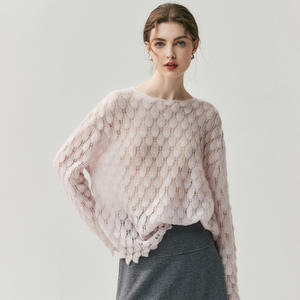 Изготовитель на заказ кашемировый Шелковый свитер с круглым вырезом для женщин - Product Image 4